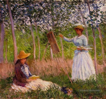 Suzanne Reading et Blanche Peinture au Marais de Giverny Claude Monet Peinture à l'huile